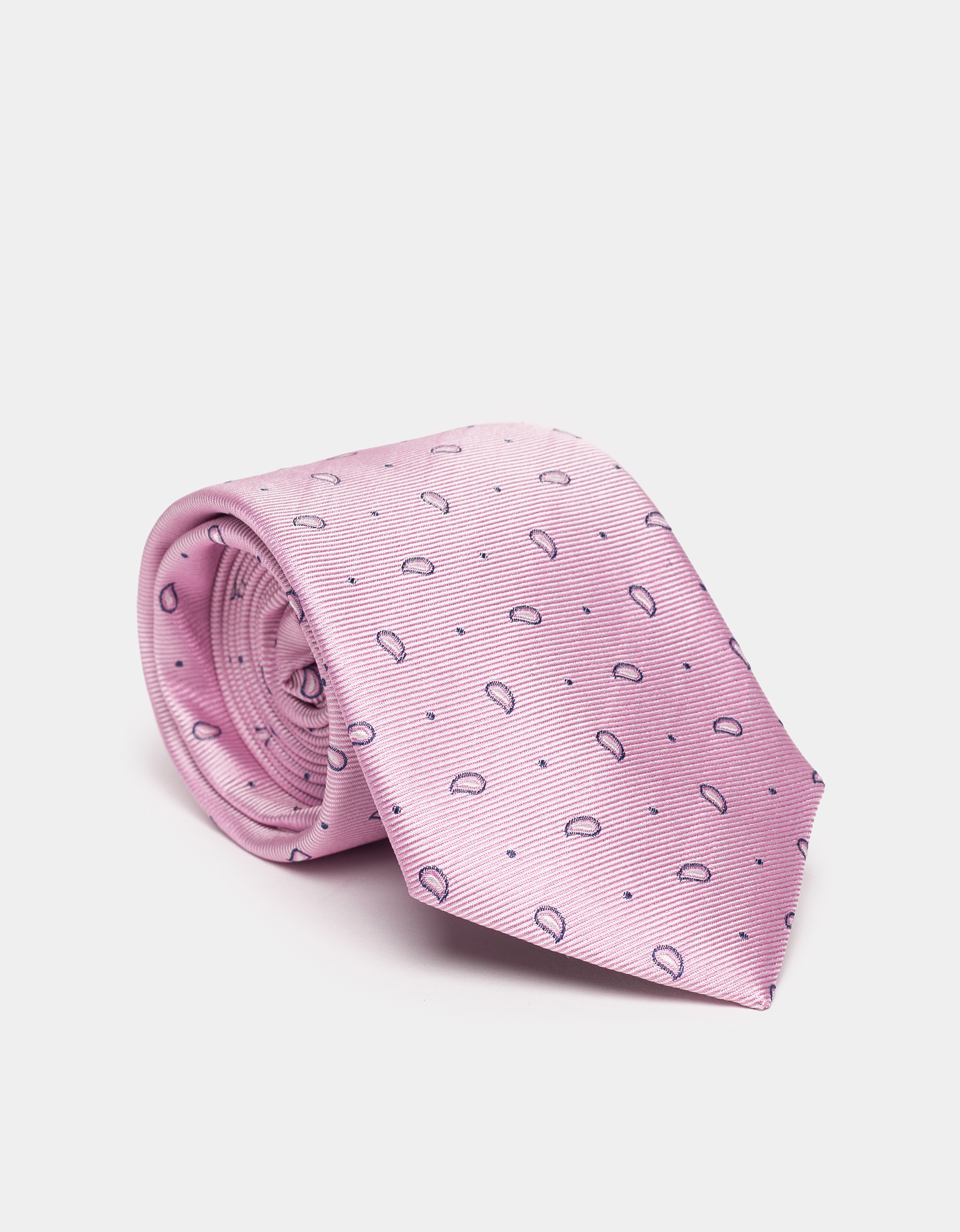 Corbata seda rosa con jacquard cachemire