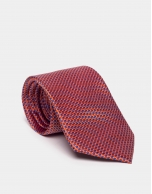 Two-color orange and blue silk jacquard tie