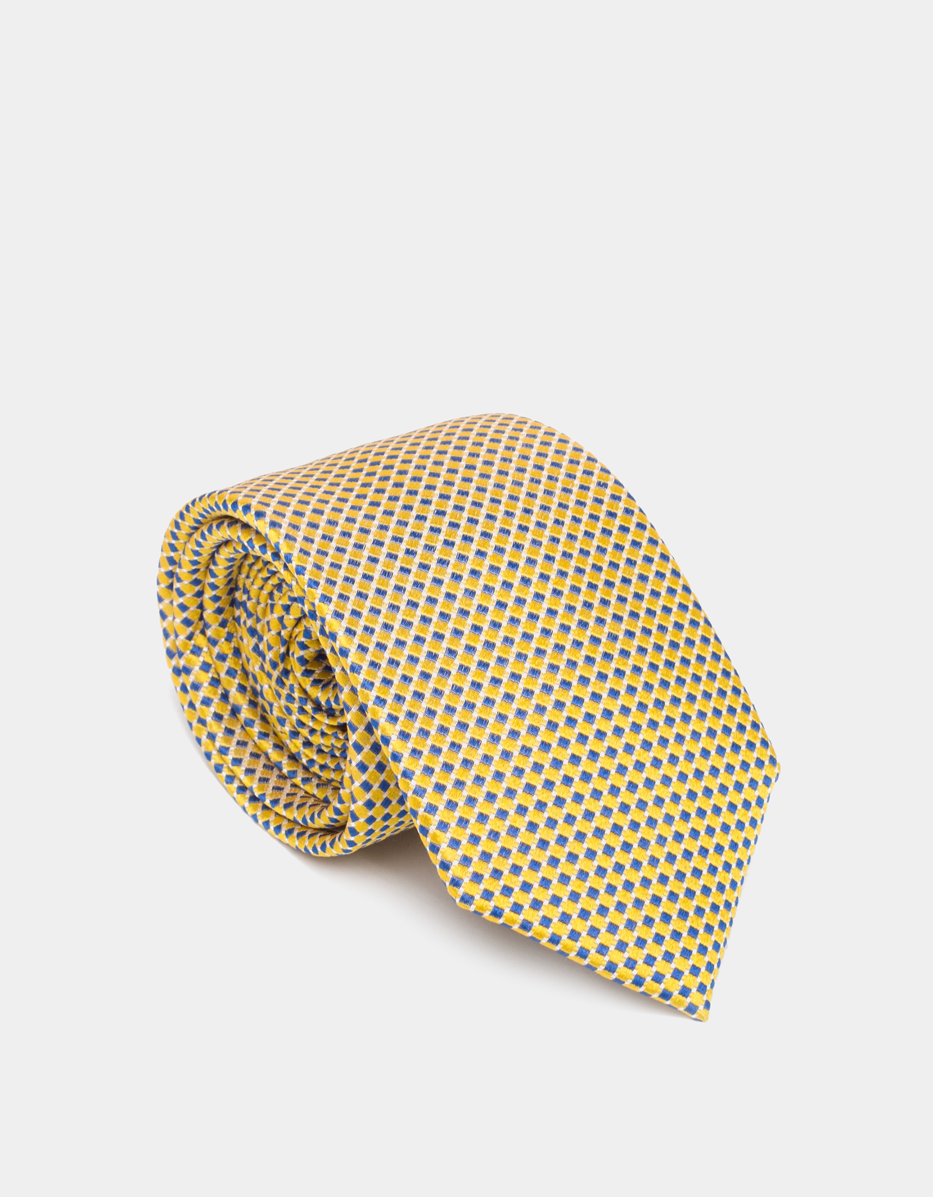 Two-color yellow and blue silk jacquard tie