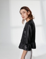 Short black leather jacket