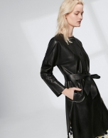 Black goatskin suede frock coat 