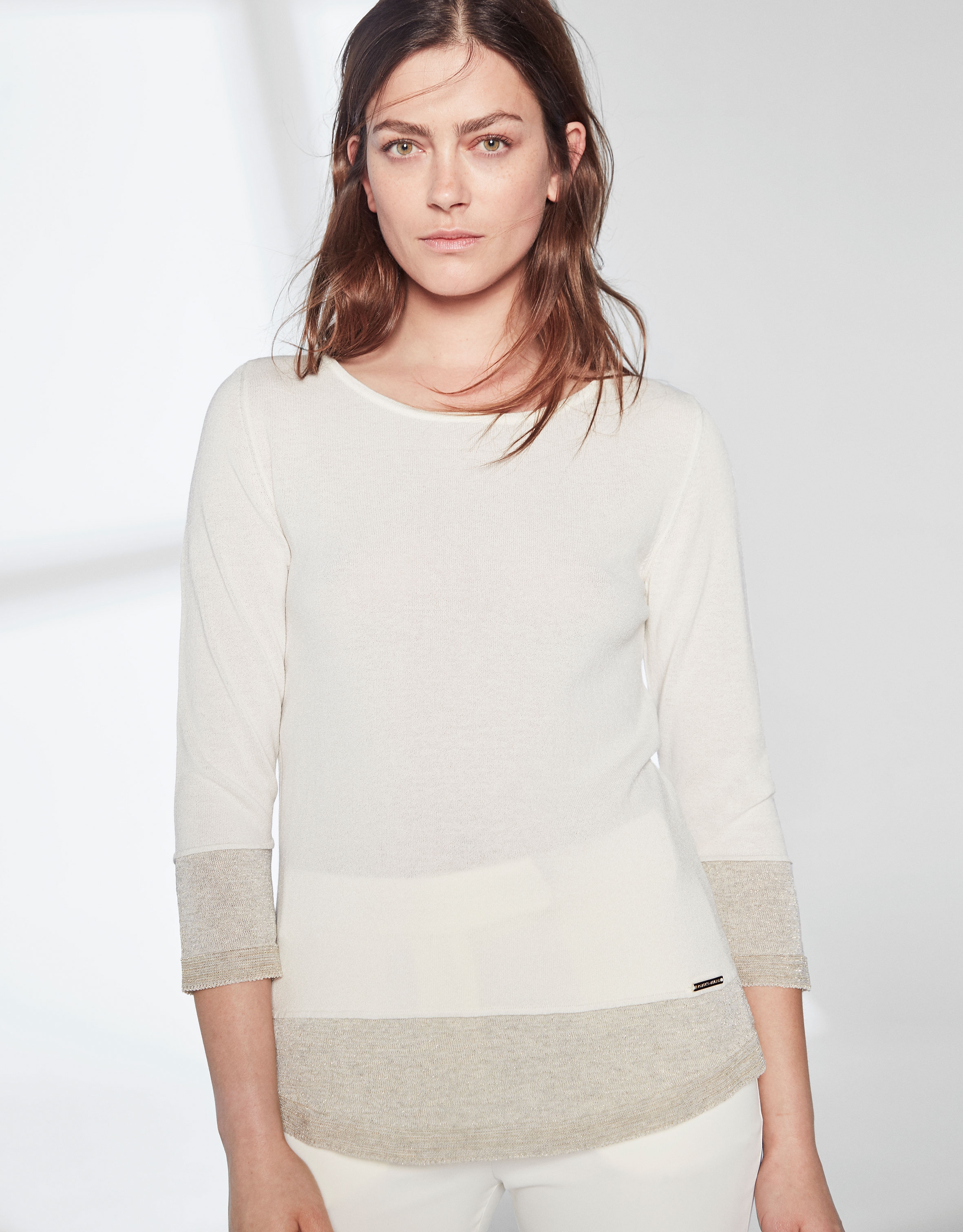 Ivory white knit and lurex sweater