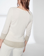 Ivory white knit and lurex sweater