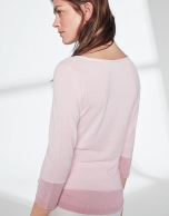 Pastel pink knit and lurex sweater