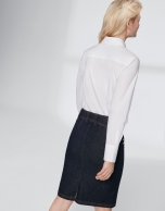 Midi jean skirt with double stitching