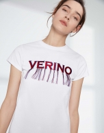 White top with Verino logo and fringe