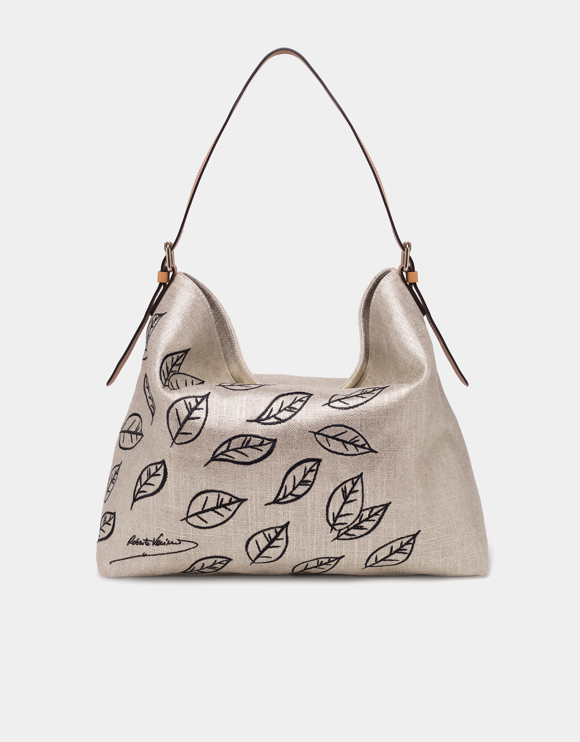 Natural fabric metallic Hobo Summer bag