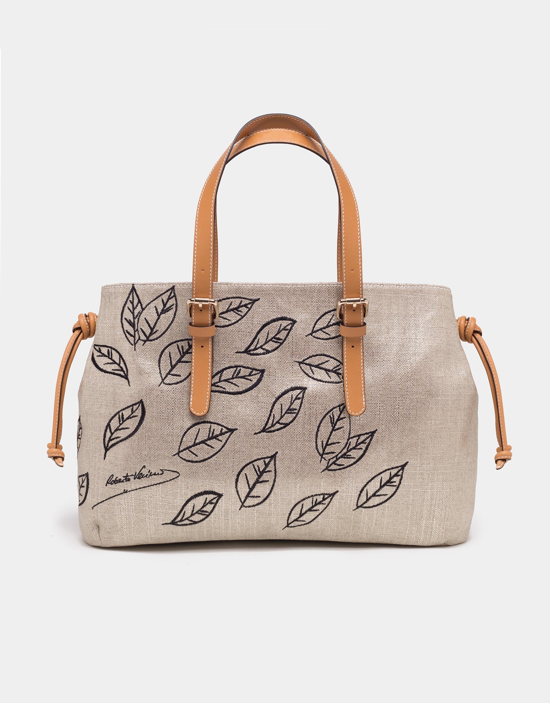 Natural fabric metallic shopping bag