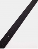 Black alligator-effect embossed leather belt