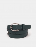 Emerald green braided leather belt