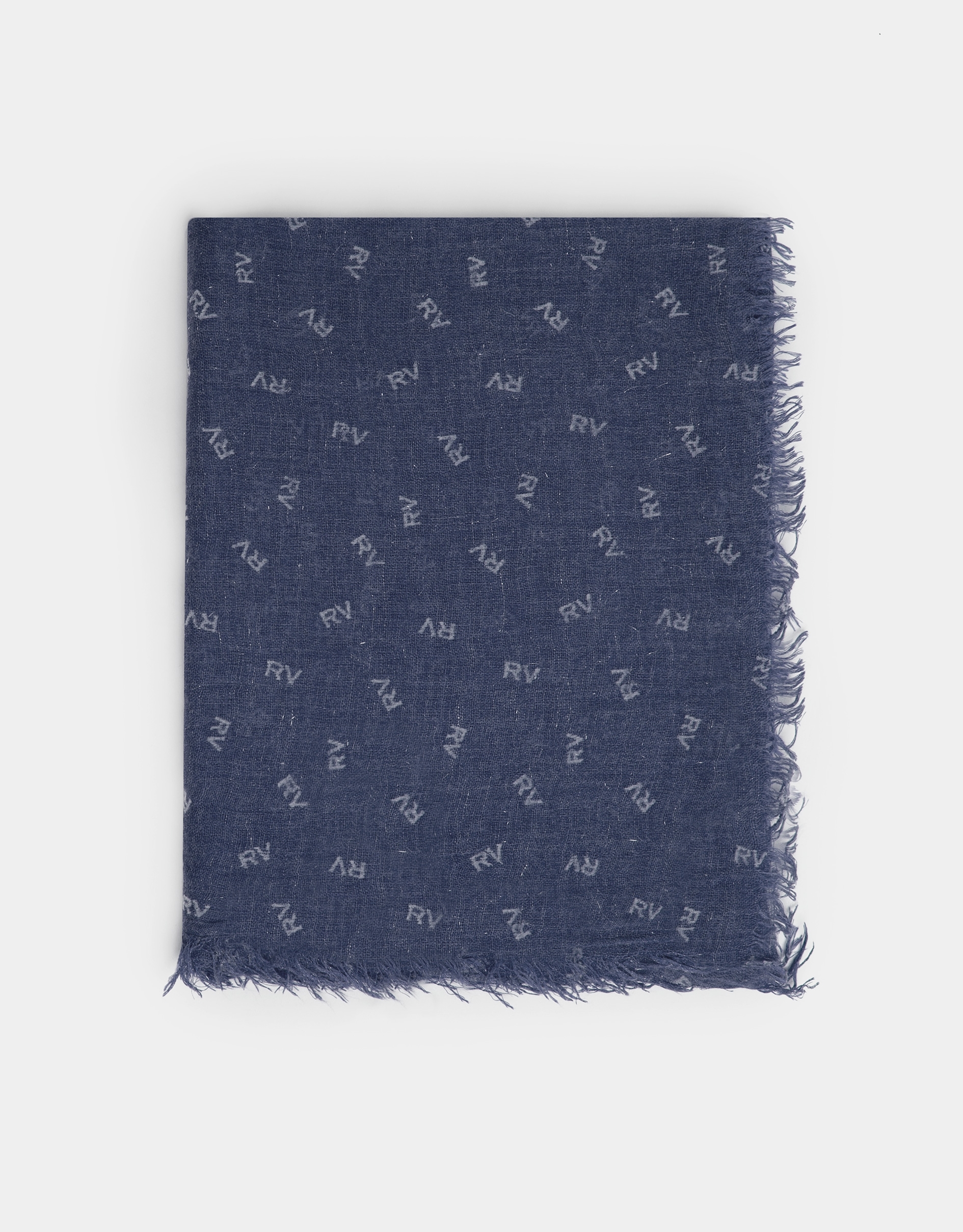 Plain navy blue scarf with RV print