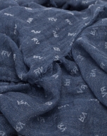 Plain navy blue scarf with RV print