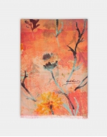 Fular estampado floral naranja pastel