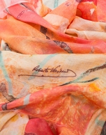 Pastel orange floral print scarf