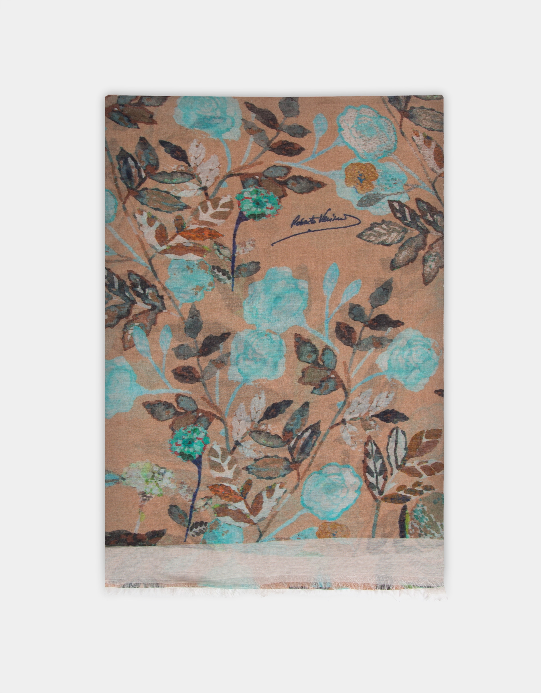 Fular estampado floral beige