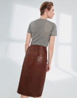 Brown sheepskin leather  skirt 