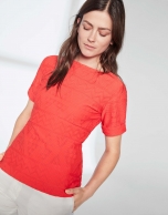 Ruby, embossed fabric top 