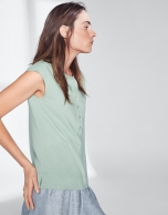 Green pastel top with V-neck