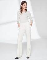 Pantalón traje blanco marfil