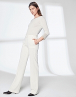 Pantalón traje blanco marfil