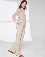 Sandy-colored pants suit