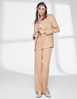 Mink-colored linen pants suit