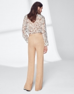 Mink-colored linen pants suit