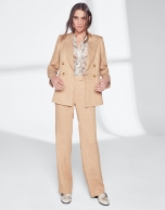 Mink-colored linen pants suit