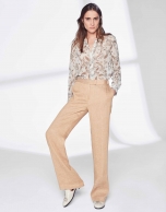 Mink-colored linen pants suit