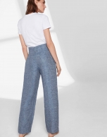 Blue linen straight pants