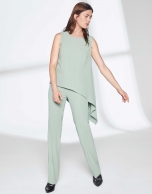 Pastel green top with asymmetric hem