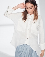 Camisa oversize lino marfil