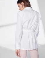 White shirt with bow at waist