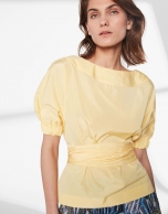 Yellow shirt with boat neck