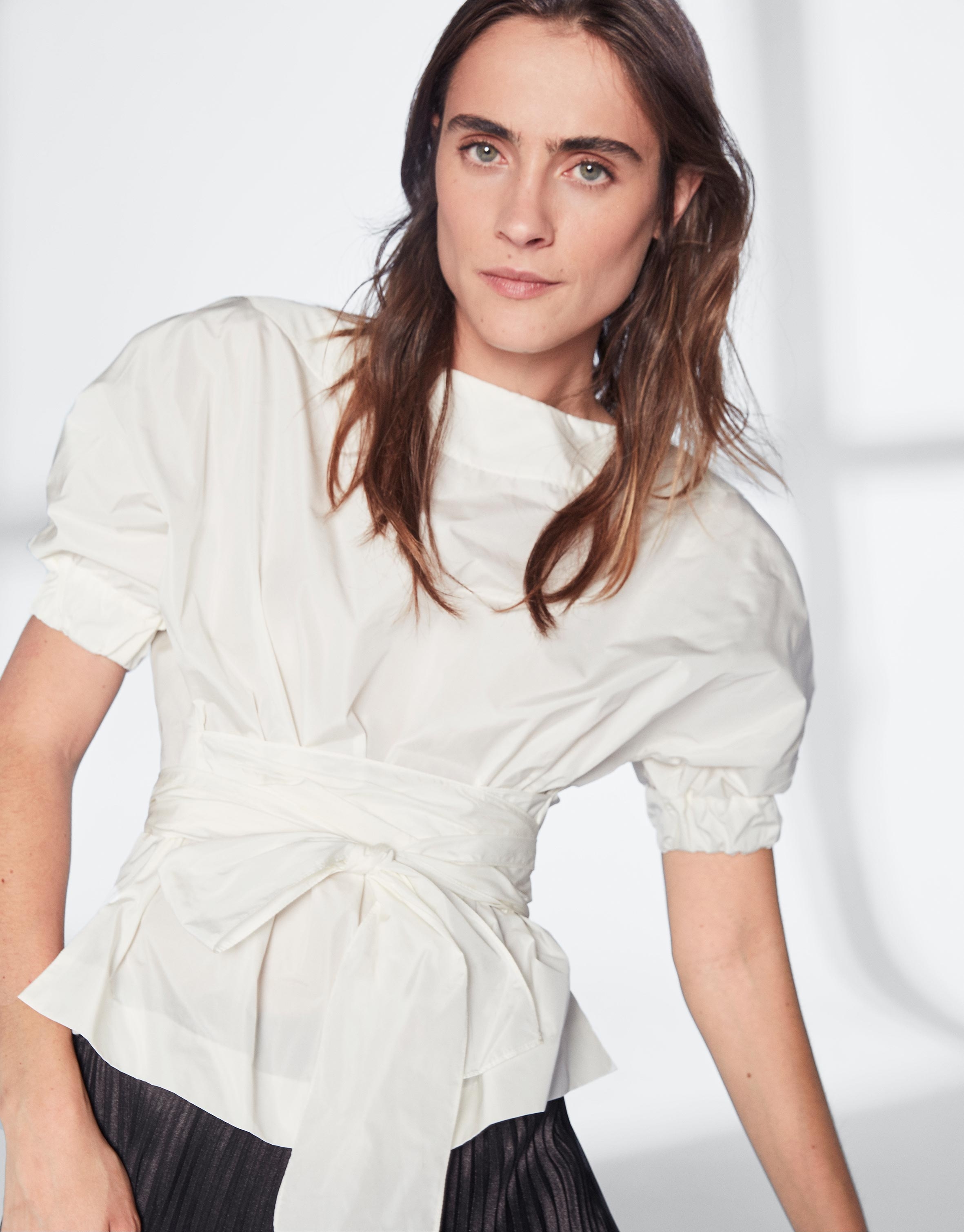 White shirt with boat neck