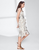 Dress with geese print and flounce