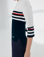 Blue, white and red sailor sweater