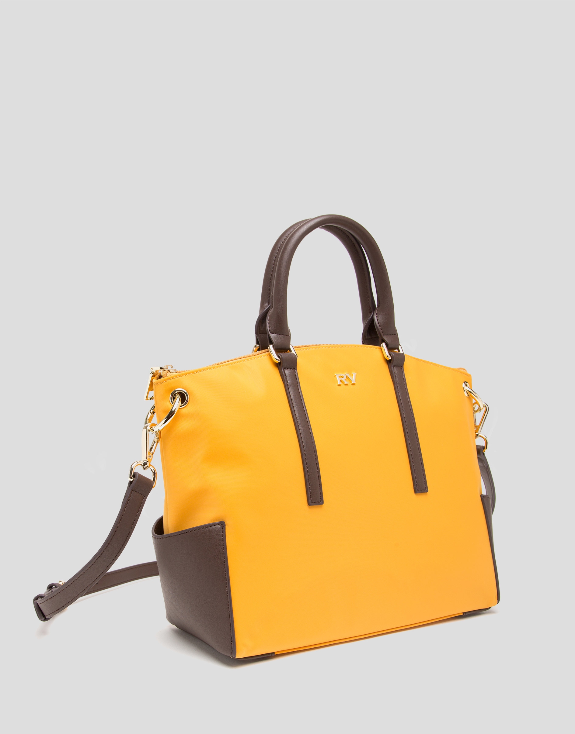 Mustard midi Candem leather shopping bag