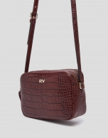 Burgundy alligator Taylor shoulder bag