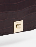 Brown alligator leather Carmen shoulder bag