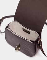 Brown alligator leather Carmen shoulder bag