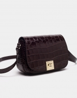 Brown alligator leather Carmen shoulder bag