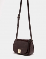 Brown alligator leather Carmen shoulder bag