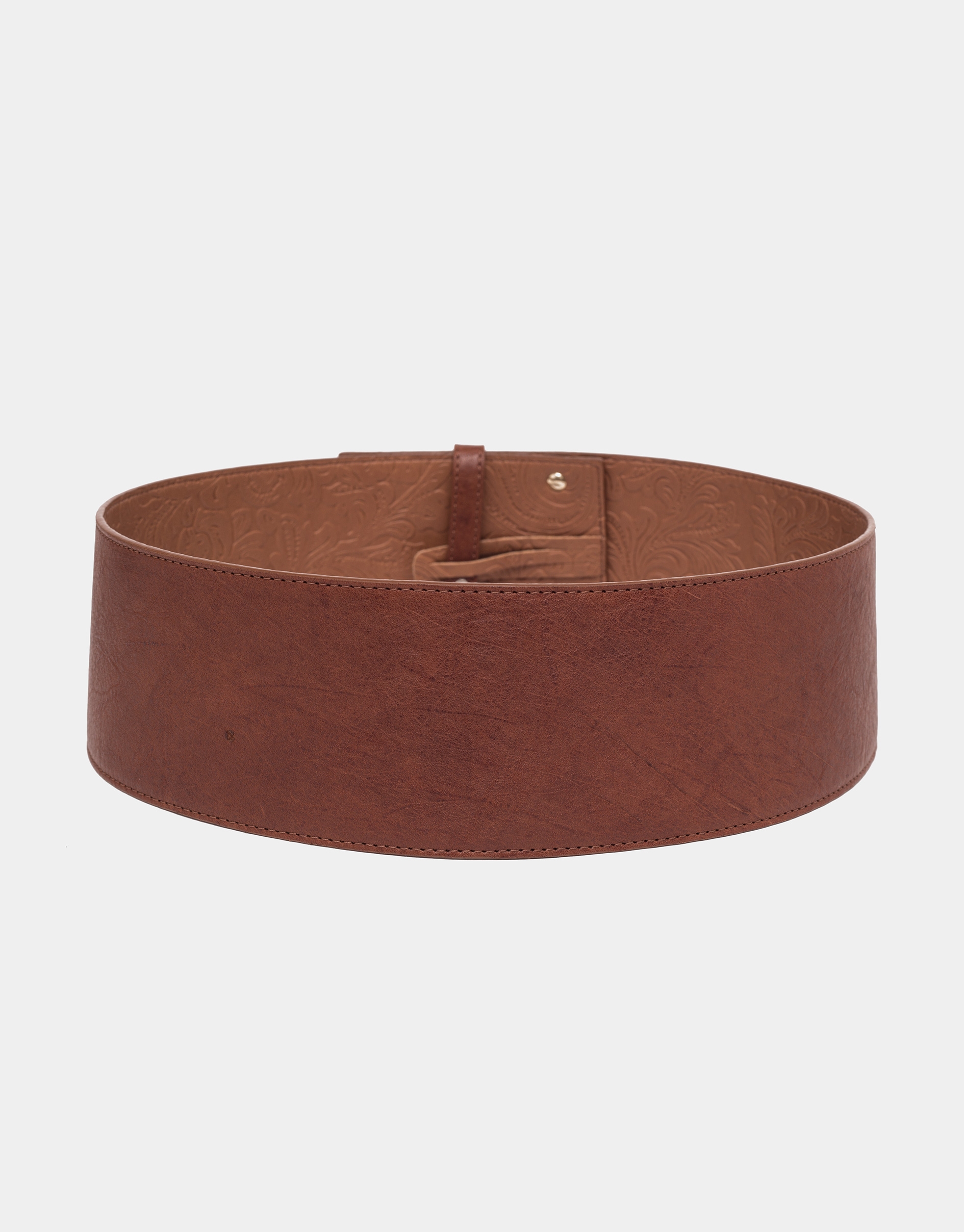 Brown leather wide belt