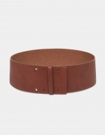 Brown leather wide belt