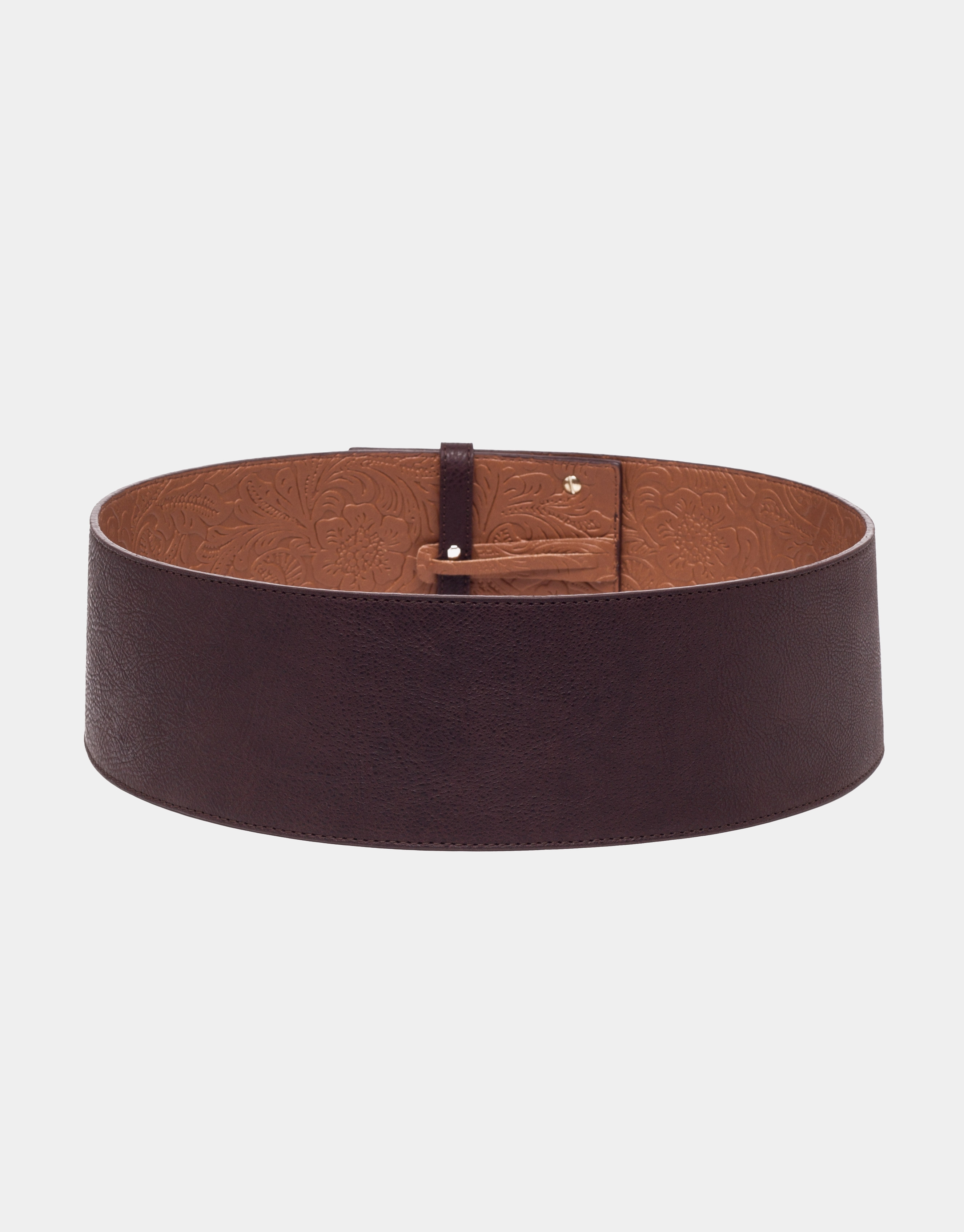 Dark brown leather wide belt