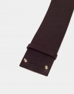 Dark brown leather wide belt