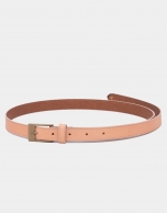 Sandy leather narrow belt