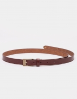 Brown leather narrow belt