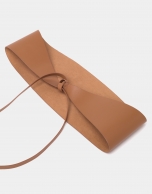 Camel leather tie belt